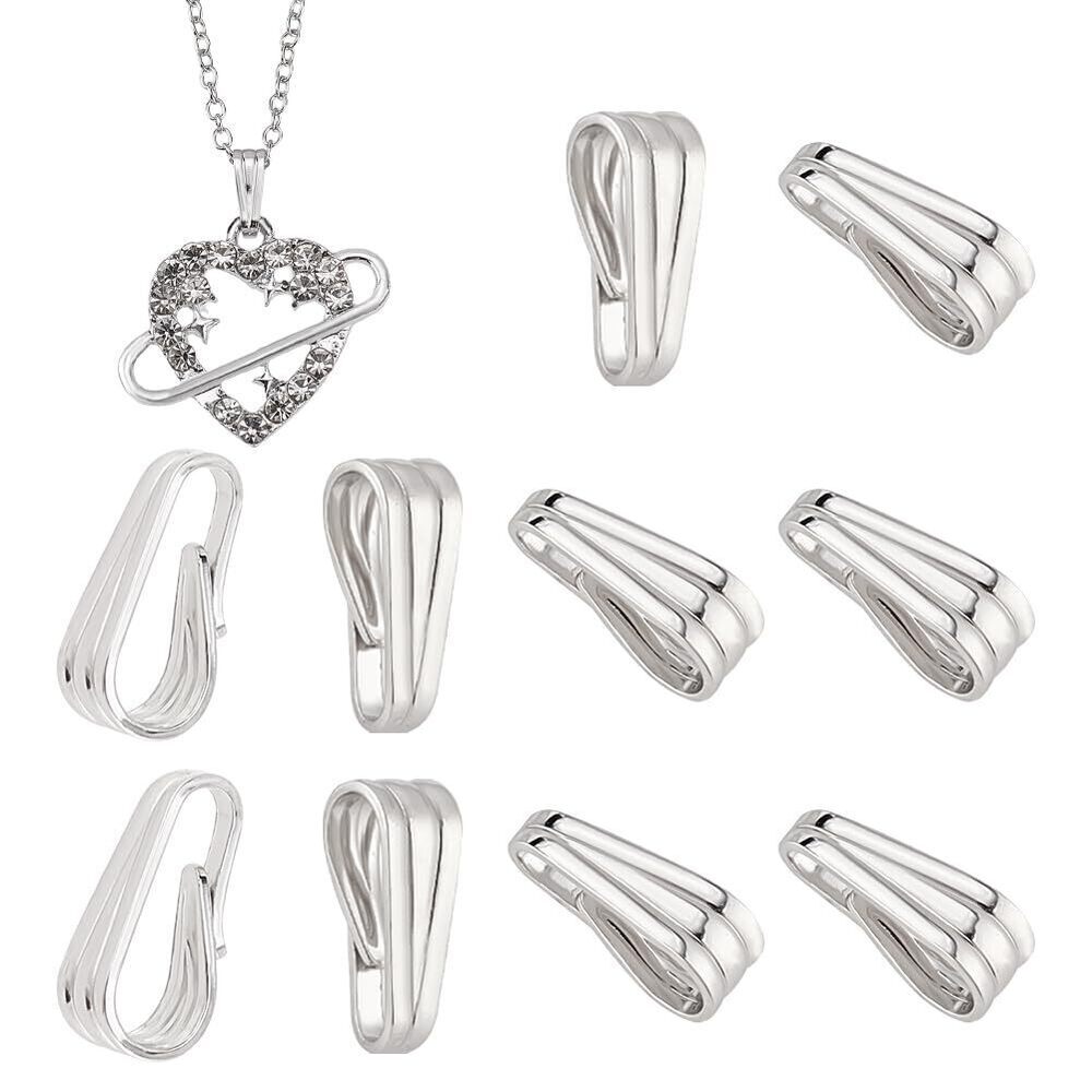 8703 Charm Holder for Necklace, 10pcs 925 Sterling Silver Snap Bail Hook
